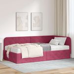 Casa si Gradina - Mobilier - Paturi si accesorii - Paturi - Cadru de pat coltar cu saltea Rosu Vin 90 x 190 cm Catifea - Infinity.ro