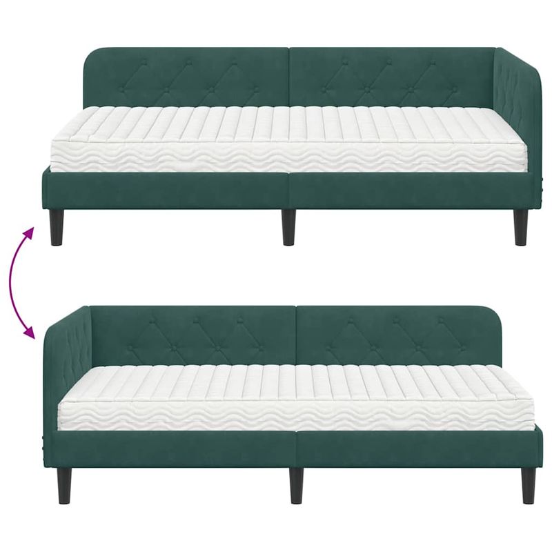 Casa si Gradina - Mobilier - Paturi si accesorii - Paturi - Cadru de pat coltar cu saltea Verde inchis 100 x 200 cm Catifea - Infinity.ro
