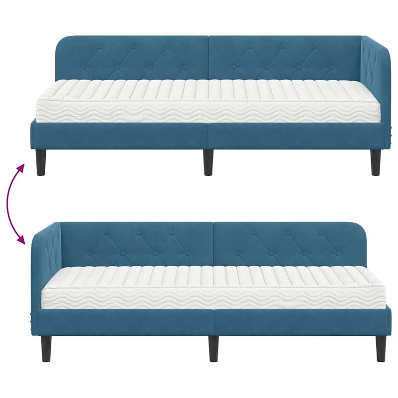 Casa si Gradina - Mobilier - Paturi si accesorii - Paturi - Cadru de pat coltar cu saltea albastru 80 x 200 cm Catifea - Infinity.ro