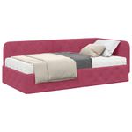Casa si Gradina - Mobilier - Paturi si accesorii - Paturi - Cadru de pat coltar cu saltea Rosu Vin 90 x 190 cm Catifea - Infinity.ro