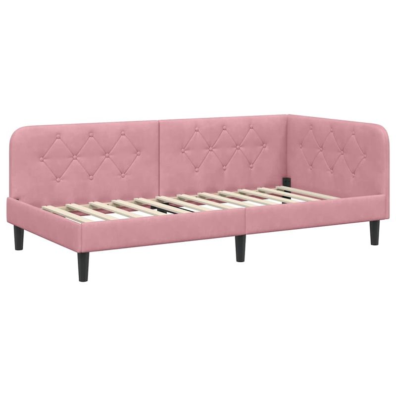 Casa si Gradina - Mobilier - Paturi si accesorii - Paturi - Cadru de pat coltar cu saltea Roz 100 x 200 cm Catifea - Infinity.ro