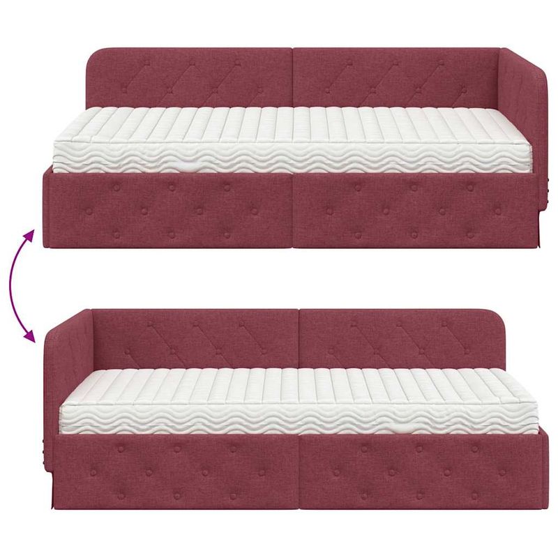 Casa si Gradina - Mobilier - Paturi si accesorii - Paturi - Cadru de pat coltar cu saltea Rosu Vin 100 x 200 cm tesatura - Infinity.ro