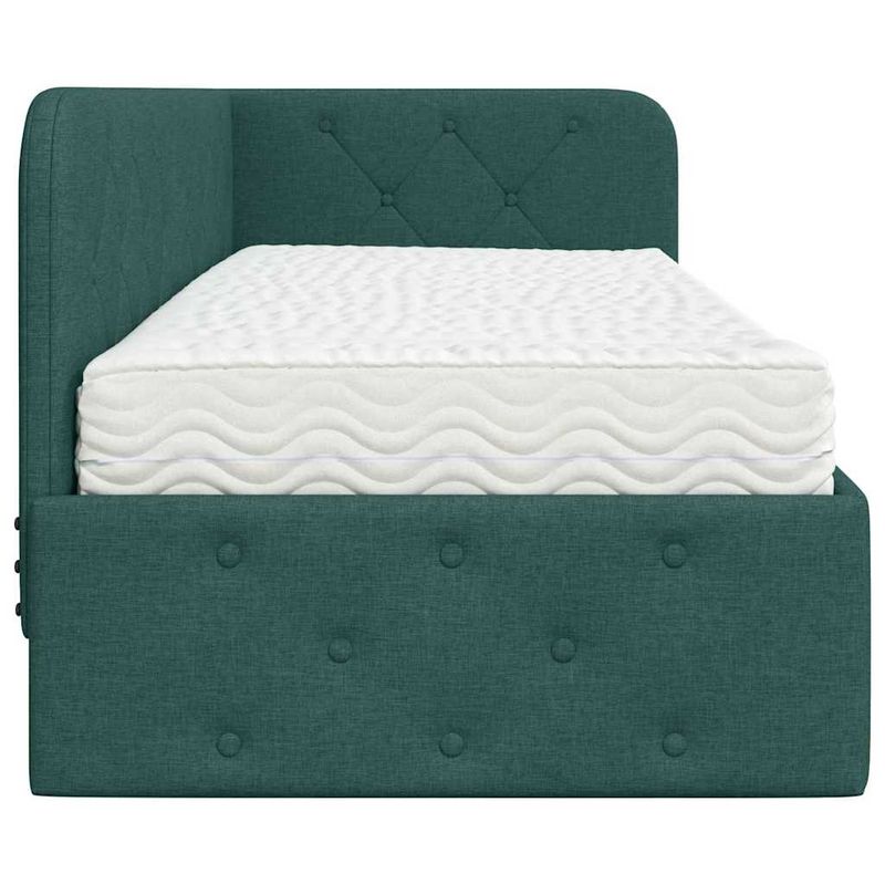 Casa si Gradina - Mobilier - Paturi si accesorii - Paturi - Cadru de pat coltar cu saltea Verde inchis 80 x 200 cm tesatura - Infinity.ro