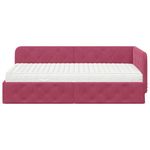 Casa si Gradina - Mobilier - Paturi si accesorii - Paturi - Cadru de pat coltar cu saltea Rosu Vin 90 x 190 cm Catifea - Infinity.ro