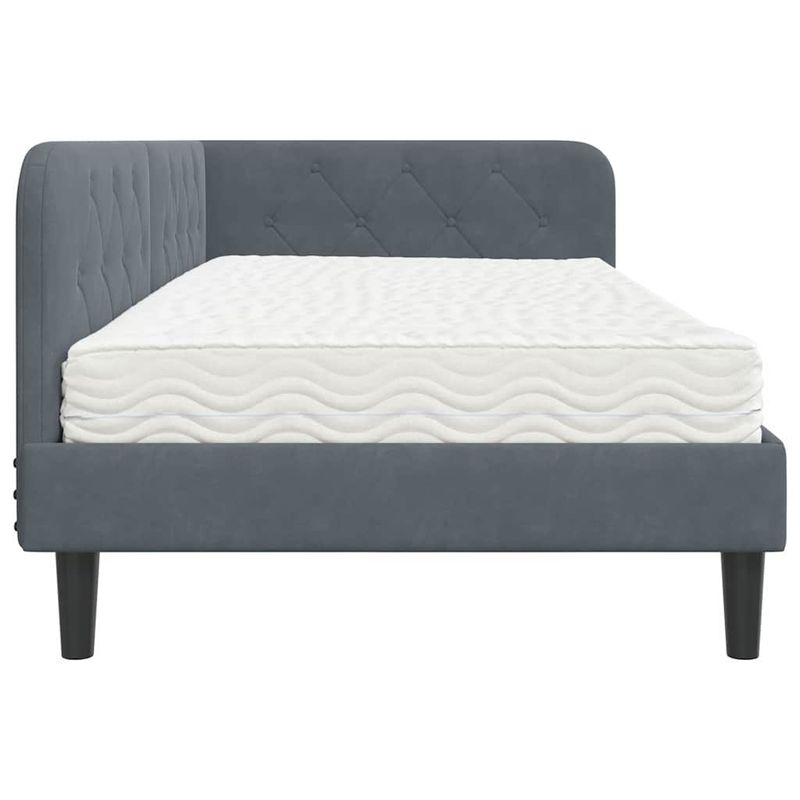 Casa si Gradina - Mobilier - Paturi si accesorii - Paturi - Cadru de pat coltar cu saltea Gri inchis 100 x 200 cm Catifea - Infinity.ro