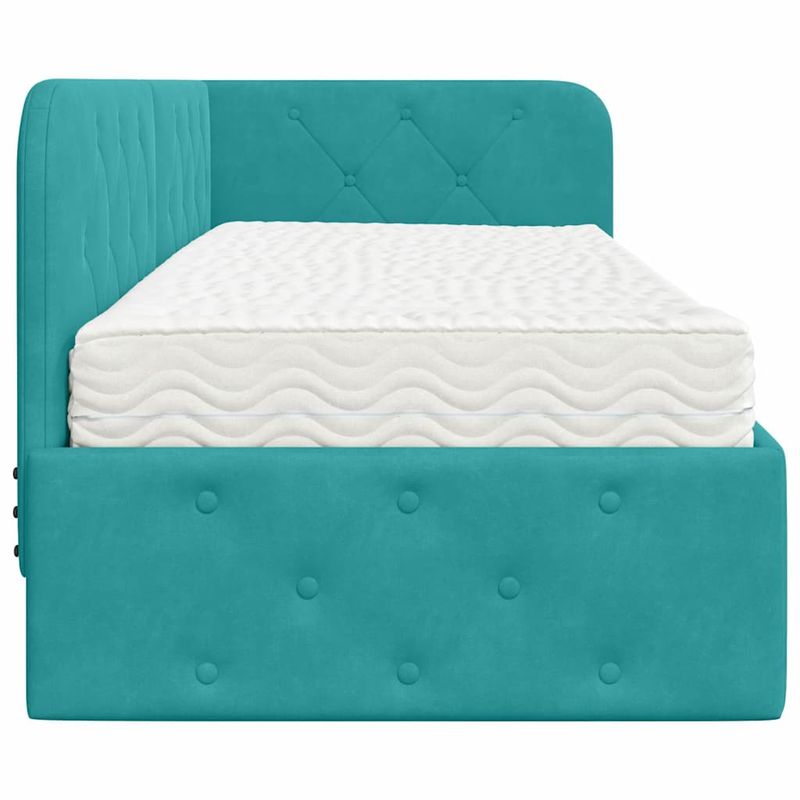 Casa si Gradina - Mobilier - Paturi si accesorii - Paturi - Cadru de pat coltar cu saltea Turcoaz 80 x 200 cm Catifea - Infinity.ro