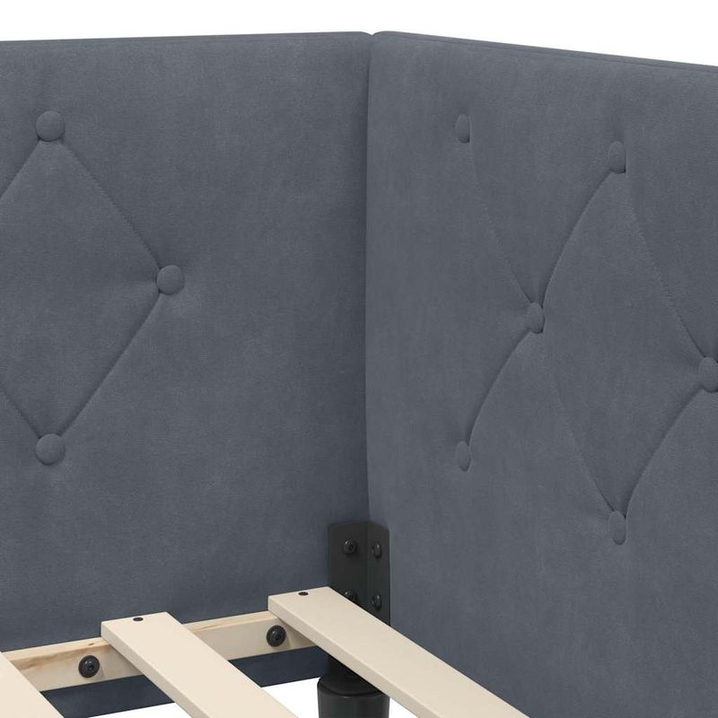 Casa si Gradina - Mobilier - Paturi si accesorii - Paturi - Cadru de pat coltar cu saltea Gri inchis 100 x 200 cm Catifea - Infinity.ro