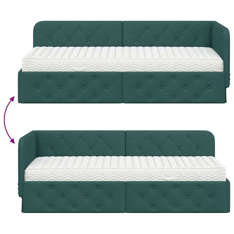 Casa si Gradina - Mobilier - Paturi si accesorii - Paturi - Cadru de pat coltar cu saltea Verde inchis 80 x 200 cm tesatura - Infinity.ro