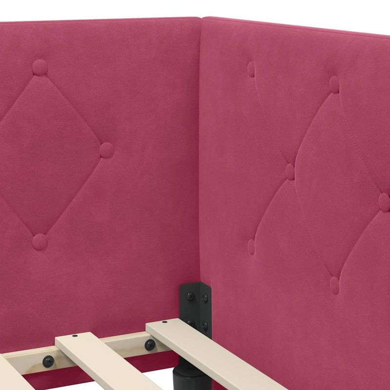 Casa si Gradina - Mobilier - Paturi si accesorii - Paturi - Cadru de pat coltar cu saltea Rosu Vin 90 x 190 cm Catifea - Infinity.ro