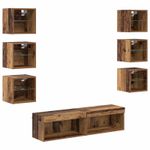 Casa si Gradina - Mobilier - Comode si corpuri - Comode - Cabinet TV cu lumini cu banda LED 8 pcs Lemn Vechi Sticla - Infinity.ro