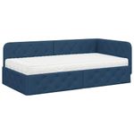 Casa si Gradina - Mobilier - Paturi si accesorii - Paturi - Cadru de pat coltar cu saltea albastru 90 x 190 cm tesatura - Infinity.ro