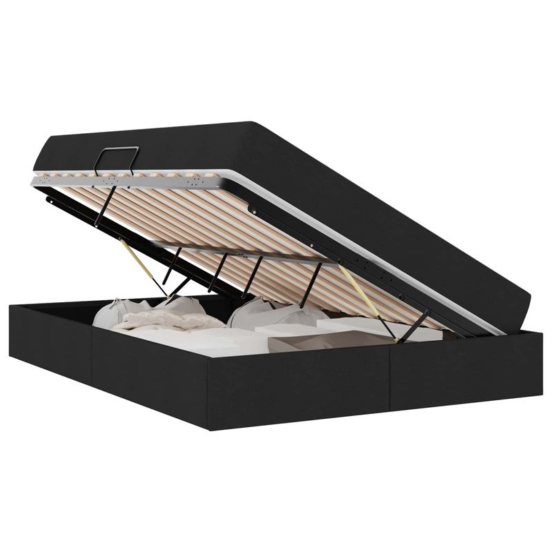 Casa si Gradina - Mobilier - Paturi si accesorii - Paturi - Pat cu saltea si spatiu de depozitare Negru 140 x 190 cm - Infinity.ro