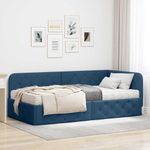Casa si Gradina - Mobilier - Paturi si accesorii - Paturi - Cadru de pat coltar cu saltea albastru 90 x 190 cm tesatura - Infinity.ro