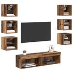 Casa si Gradina - Mobilier - Comode si corpuri - Comode - Cabinet TV cu lumini cu banda LED 8 pcs Lemn Vechi Sticla - Infinity.ro