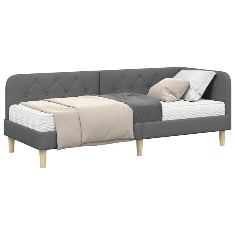 Casa si Gradina - Mobilier - Paturi si accesorii - Paturi - Cadru de pat coltar cu saltea Gri inchis 80 x 200 cm tesatura - Infinity.ro