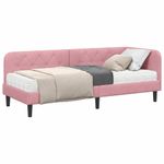 Casa si Gradina - Mobilier - Paturi si accesorii - Paturi - Cadru de pat coltar cu saltea Roz 80 x 200 cm Catifea - Infinity.ro