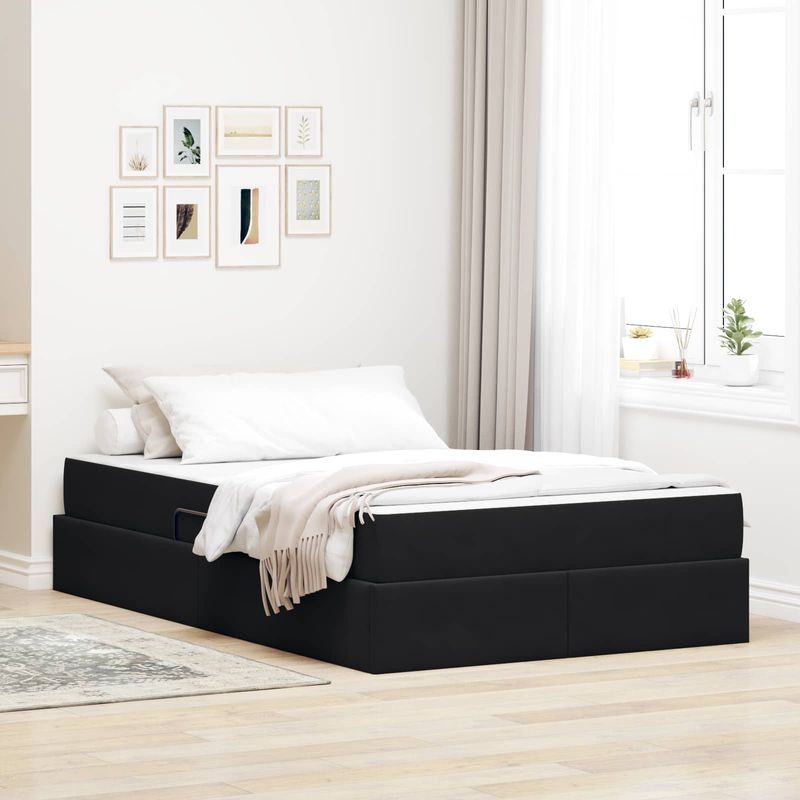 Casa si Gradina - Mobilier - Paturi si accesorii - Paturi - Pat cu saltea si spatiu de depozitare Negru 120 x 190 cm - Infinity.ro