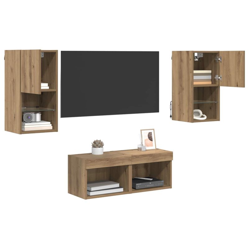 Casa si Gradina - Mobilier - Comode si corpuri - Comode - Dulapuri pentru TV 4 pcs Stejar Artizanal 30,5 x 30 x 60 cm - Infinity.ro