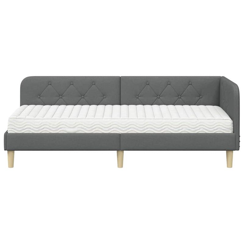 Casa si Gradina - Mobilier - Paturi si accesorii - Paturi - Cadru de pat coltar cu saltea Gri inchis 80 x 200 cm tesatura - Infinity.ro