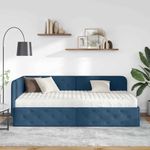 Casa si Gradina - Mobilier - Paturi si accesorii - Paturi - Cadru de pat coltar cu saltea albastru 90 x 190 cm tesatura - Infinity.ro