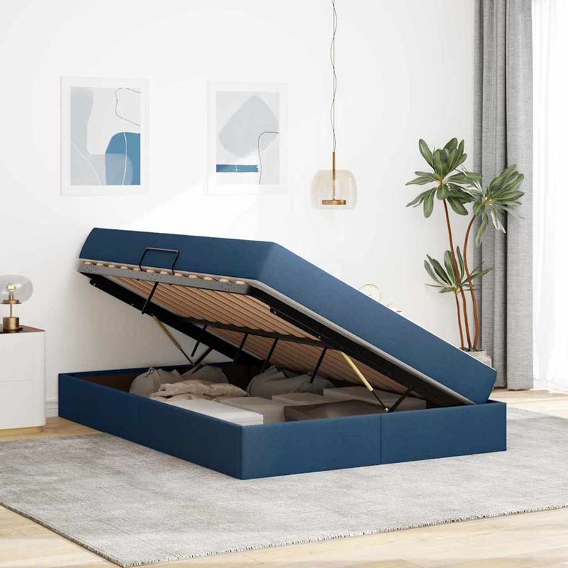 Casa si Gradina - Mobilier - Paturi si accesorii - Paturi - Pat cu saltea si spatiu de depozitare albastru 140 x 190 cm - Infinity.ro