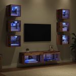 Casa si Gradina - Mobilier - Comode si corpuri - Comode - Cabinet TV cu lumini cu banda LED 8 pcs Lemn Vechi Sticla - Infinity.ro