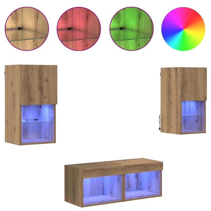 Casa si Gradina - Mobilier - Comode si corpuri - Comode - Dulapuri pentru TV 4 pcs Stejar Artizanal 30,5 x 30 x 60 cm - Infinity.ro