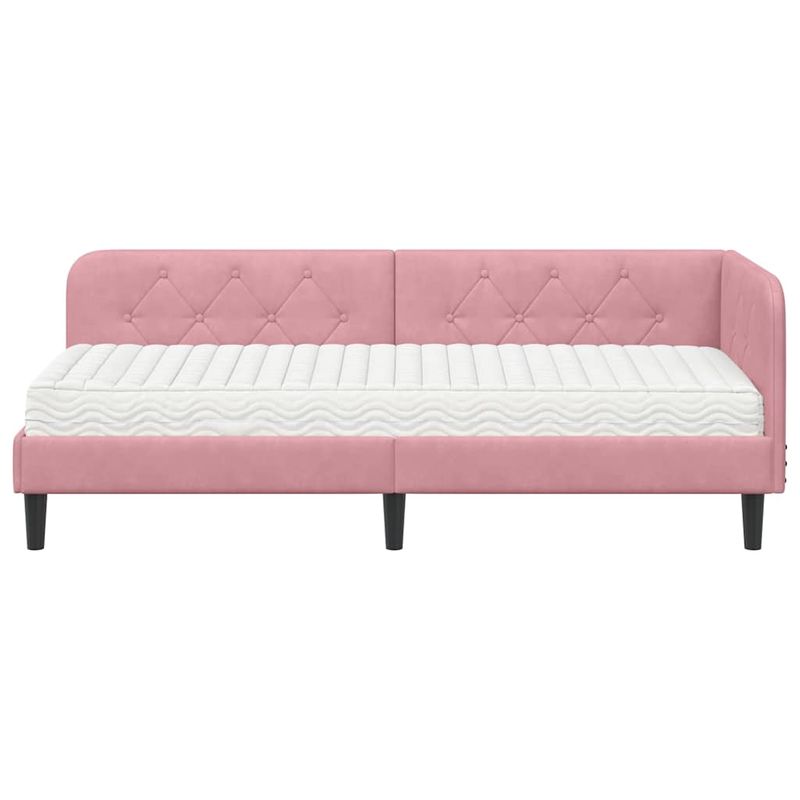 Casa si Gradina - Mobilier - Paturi si accesorii - Paturi - Cadru de pat coltar cu saltea Roz 80 x 200 cm Catifea - Infinity.ro
