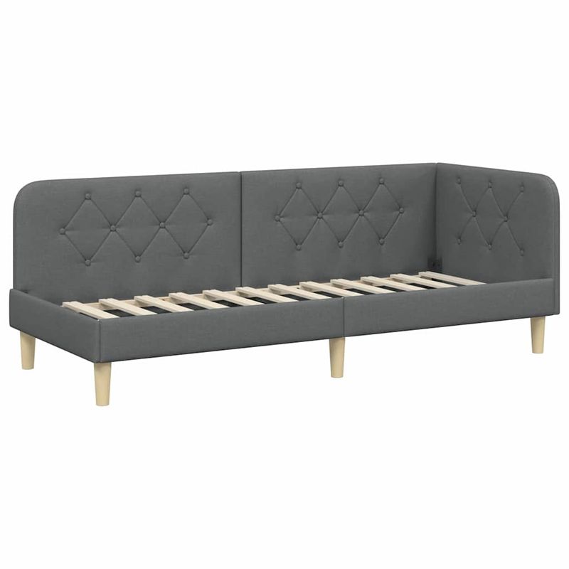Casa si Gradina - Mobilier - Paturi si accesorii - Paturi - Cadru de pat coltar cu saltea Gri inchis 80 x 200 cm tesatura - Infinity.ro