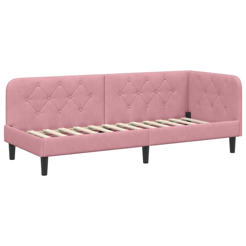 Casa si Gradina - Mobilier - Paturi si accesorii - Paturi - Cadru de pat coltar cu saltea Roz 80 x 200 cm Catifea - Infinity.ro