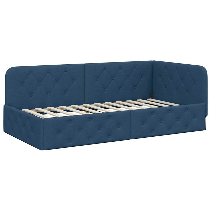 Casa si Gradina - Mobilier - Paturi si accesorii - Paturi - Cadru de pat coltar cu saltea albastru 90 x 190 cm tesatura - Infinity.ro