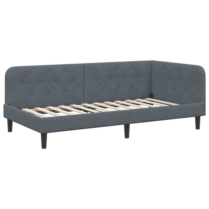 Casa si Gradina - Mobilier - Paturi si accesorii - Paturi - Cadru de pat coltar cu saltea Gri inchis 90 x 190 cm Catifea - Infinity.ro