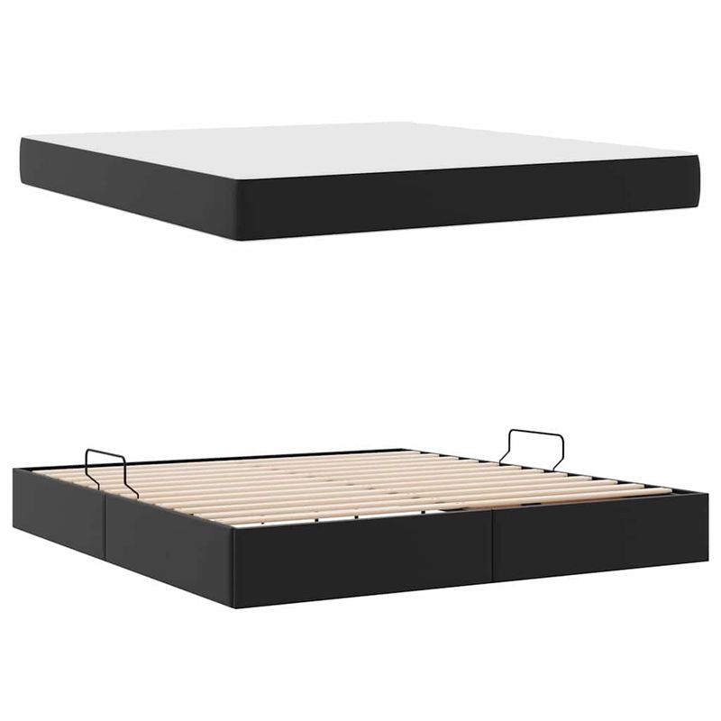 Casa si Gradina - Mobilier - Paturi si accesorii - Paturi - Pat cu saltea si spatiu de depozitare Negru 160 x 200 cm - Infinity.ro