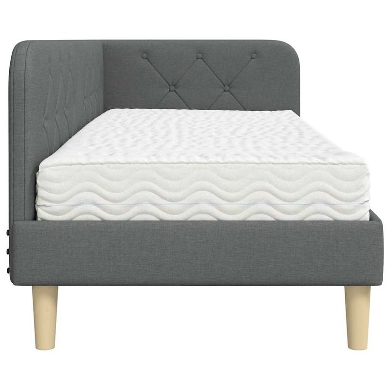 Casa si Gradina - Mobilier - Paturi si accesorii - Paturi - Cadru de pat coltar cu saltea Gri inchis 80 x 200 cm tesatura - Infinity.ro