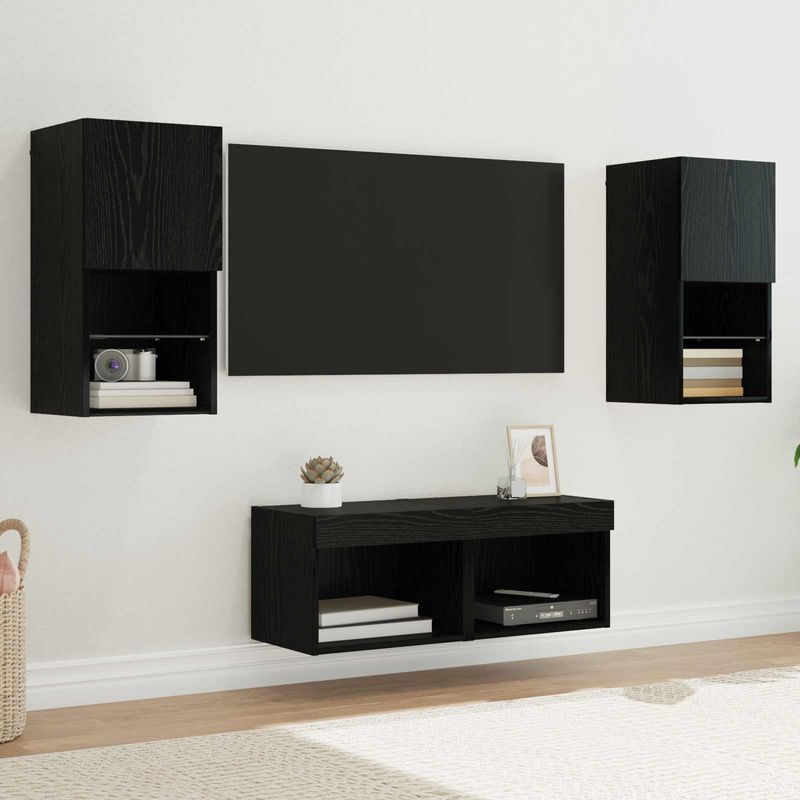 Casa si Gradina - Mobilier - Comode si corpuri - Comode - Dulapuri pentru TV 4 pcs Stejar Negru 30,5 x 30 x 60 cm - Infinity.ro