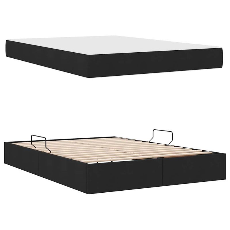 Casa si Gradina - Mobilier - Paturi si accesorii - Paturi - Pat cu saltea si spatiu de depozitare Negru 140 x 190 cm - Infinity.ro