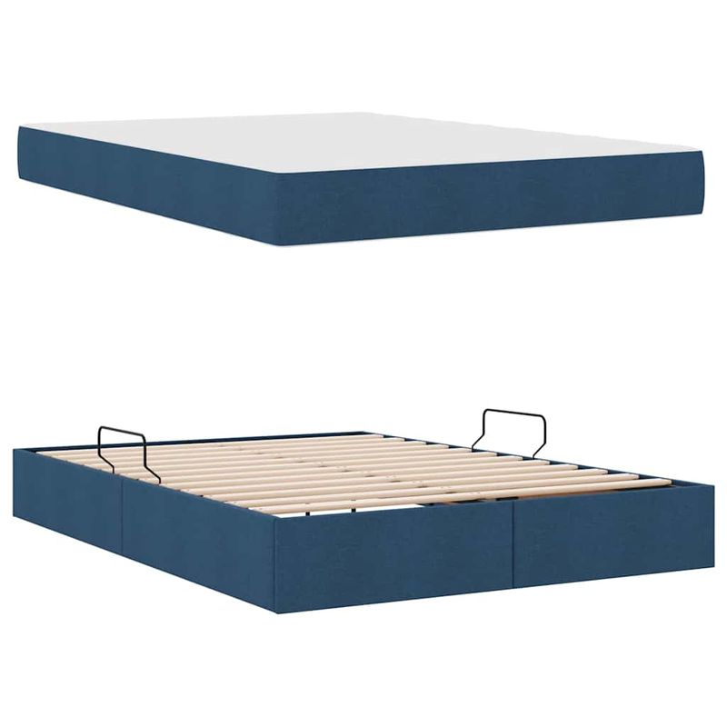 Casa si Gradina - Mobilier - Paturi si accesorii - Paturi - Pat cu saltea si spatiu de depozitare albastru 140 x 190 cm - Infinity.ro
