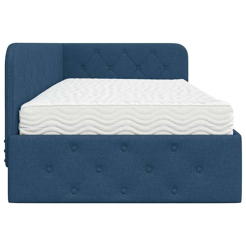 Casa si Gradina - Mobilier - Paturi si accesorii - Paturi - Cadru de pat coltar cu saltea albastru 90 x 190 cm tesatura - Infinity.ro