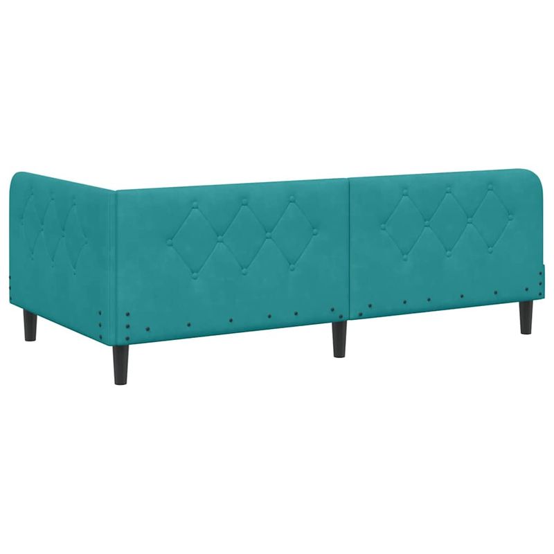 Casa si Gradina - Mobilier - Paturi si accesorii - Paturi - Cadru de pat coltar cu saltea Turcoaz 90 x 190 cm Catifea - Infinity.ro