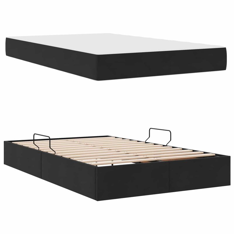 Casa si Gradina - Mobilier - Paturi si accesorii - Paturi - Pat cu saltea si spatiu de depozitare Negru 120 x 190 cm - Infinity.ro