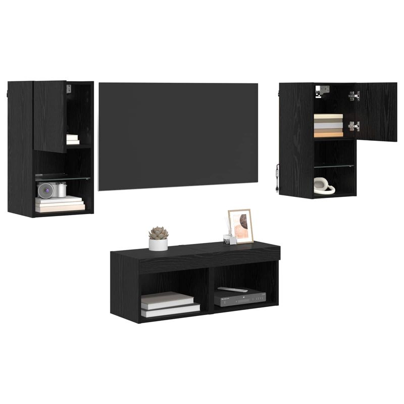Casa si Gradina - Mobilier - Comode si corpuri - Comode - Dulapuri pentru TV 4 pcs Stejar Negru 30,5 x 30 x 60 cm - Infinity.ro