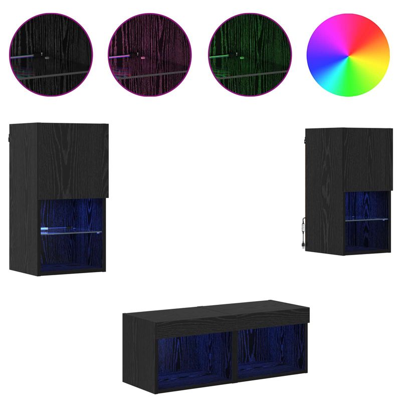 Casa si Gradina - Mobilier - Comode si corpuri - Comode - Dulapuri pentru TV 4 pcs Stejar Negru 30,5 x 30 x 60 cm - Infinity.ro