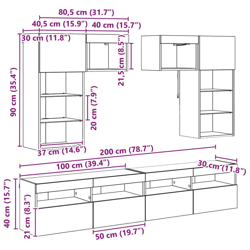 Casa si Gradina - Mobilier - Comode si corpuri - Comode - Unitati pentru Pereti de TV 6 pcs Lemn Vechi 100 x 30 x 40 cm - Infinity.ro