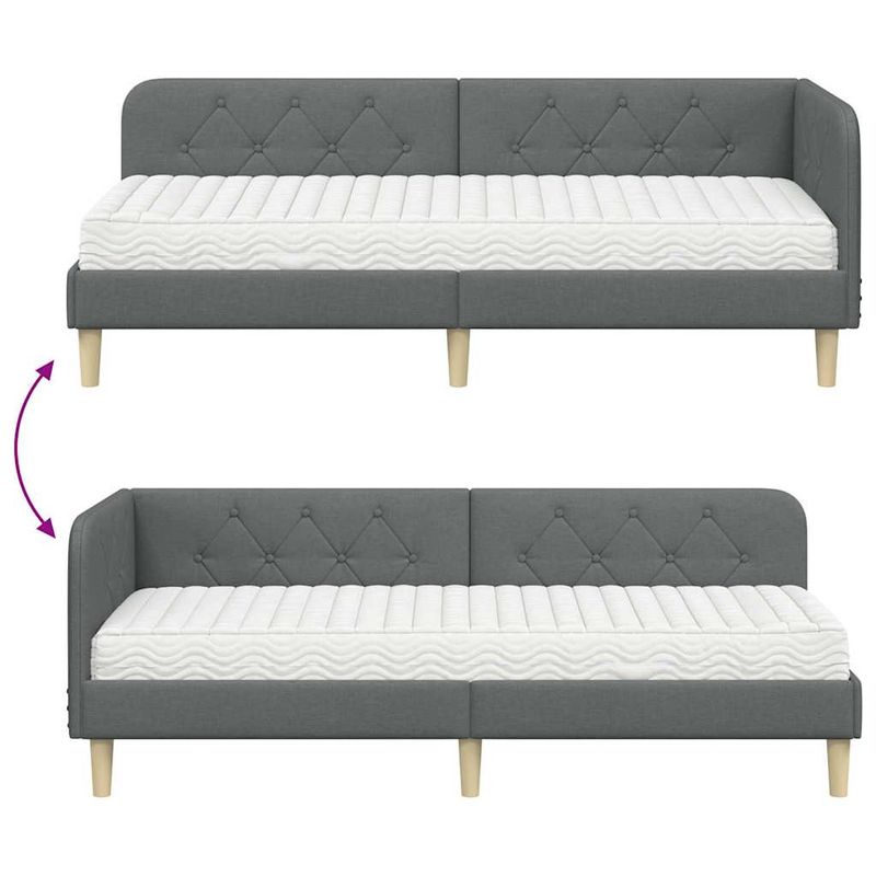 Casa si Gradina - Mobilier - Paturi si accesorii - Paturi - Cadru de pat coltar cu saltea Gri inchis 80 x 200 cm tesatura - Infinity.ro