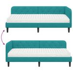 Casa si Gradina - Mobilier - Paturi si accesorii - Paturi - Cadru de pat coltar cu saltea Turcoaz 90 x 190 cm Catifea - Infinity.ro
