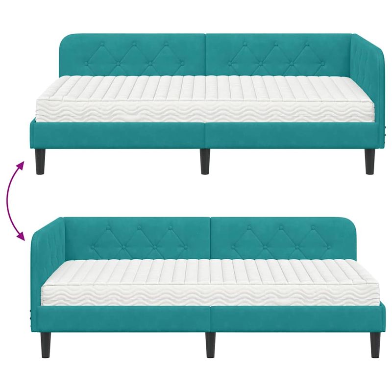 Casa si Gradina - Mobilier - Paturi si accesorii - Paturi - Cadru de pat coltar cu saltea Turcoaz 90 x 190 cm Catifea - Infinity.ro