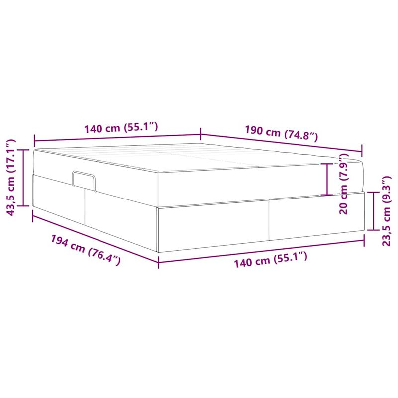 Casa si Gradina - Mobilier - Paturi si accesorii - Paturi - Pat cu saltea si spatiu de depozitare Negru 140 x 190 cm - Infinity.ro