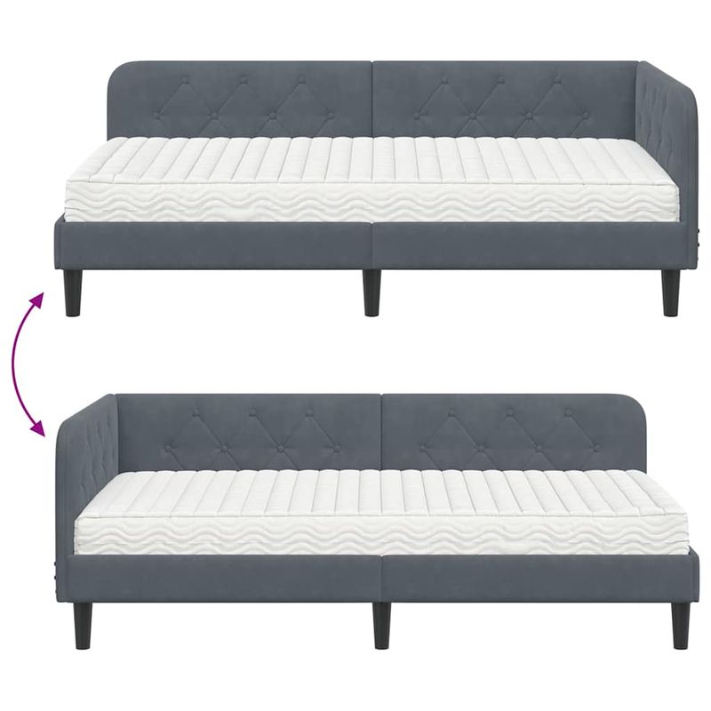 Casa si Gradina - Mobilier - Paturi si accesorii - Paturi - Cadru de pat coltar cu saltea Gri inchis 90 x 190 cm Catifea - Infinity.ro