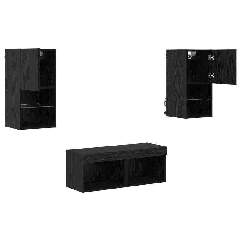 Casa si Gradina - Mobilier - Comode si corpuri - Comode - Dulapuri pentru TV 4 pcs Stejar Negru 30,5 x 30 x 60 cm - Infinity.ro