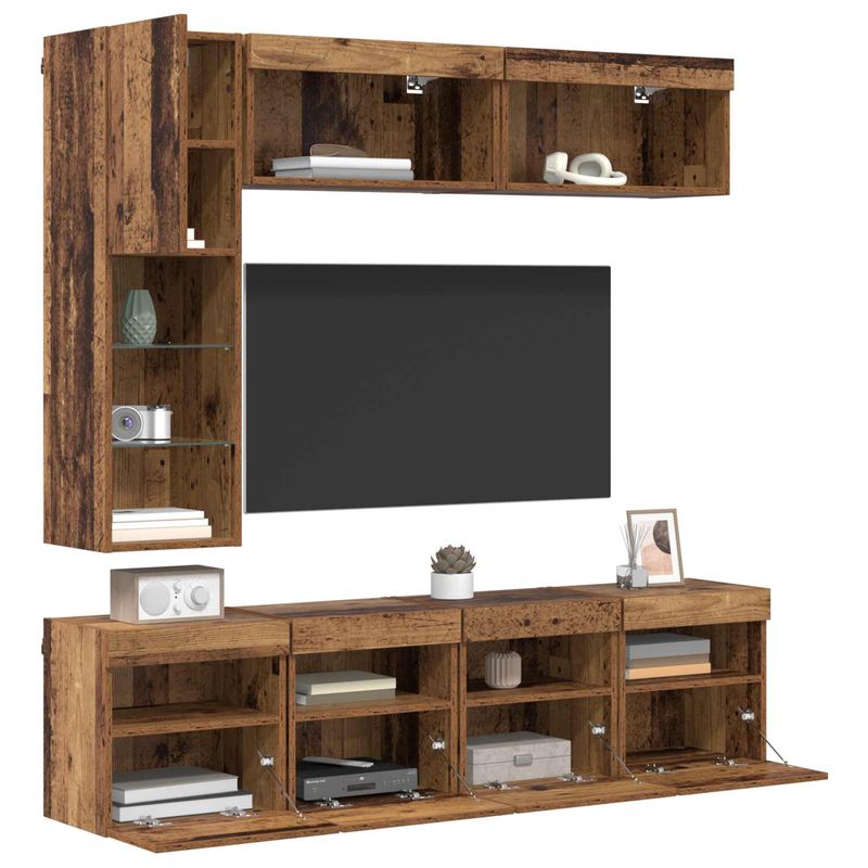 Casa si Gradina - Mobilier - Comode si corpuri - Comode - Cabinet TV Pe perete 7 pcs Lemn Vechi Lemn compozit - Infinity.ro